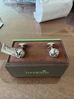 Thompson Silver Knot Weave Cuff Links
